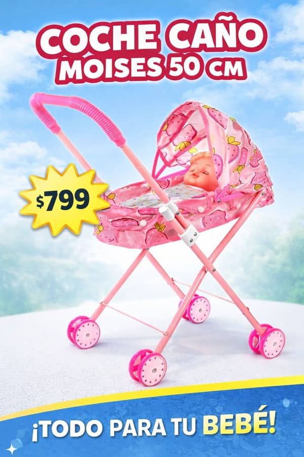 Coche para muñeca moisés 49 x 42 x 21 cm